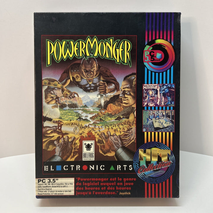 PowerMonger (1992) Hit Collection IBM PC DOS 3.5 Disk Big Box - French Français