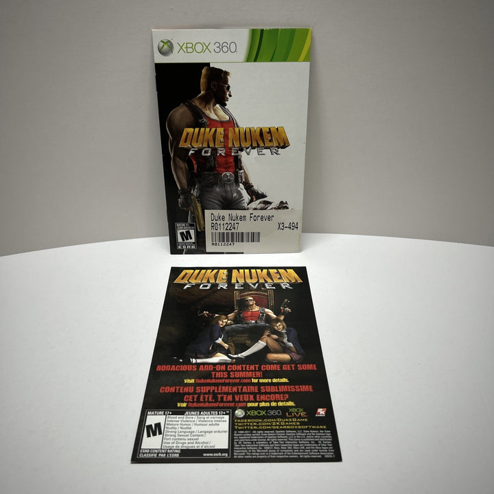 Duke Nukem Forever (Microsoft Xbox 360, 2011) Manual & Insert Only
