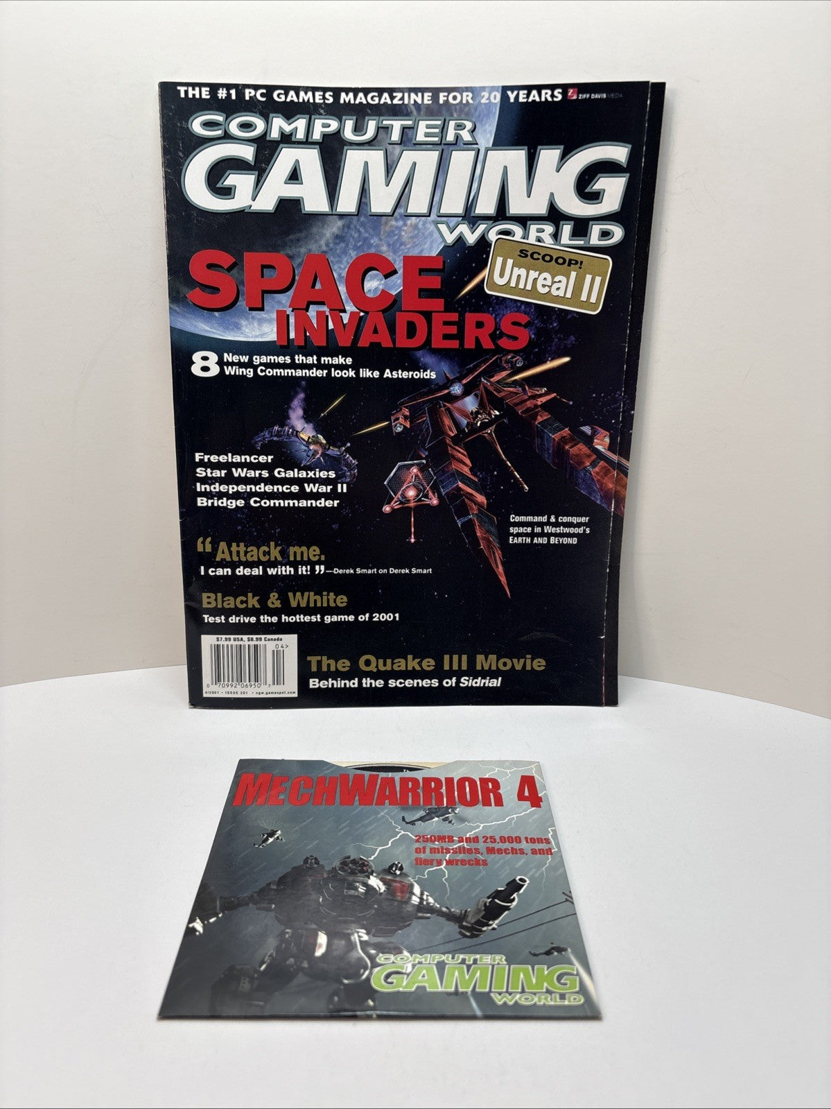 COMPUTER GAMING WORLD MAGAZINE APRIL 2001 #201 SPACE INVADERS - WITH DEMO CD