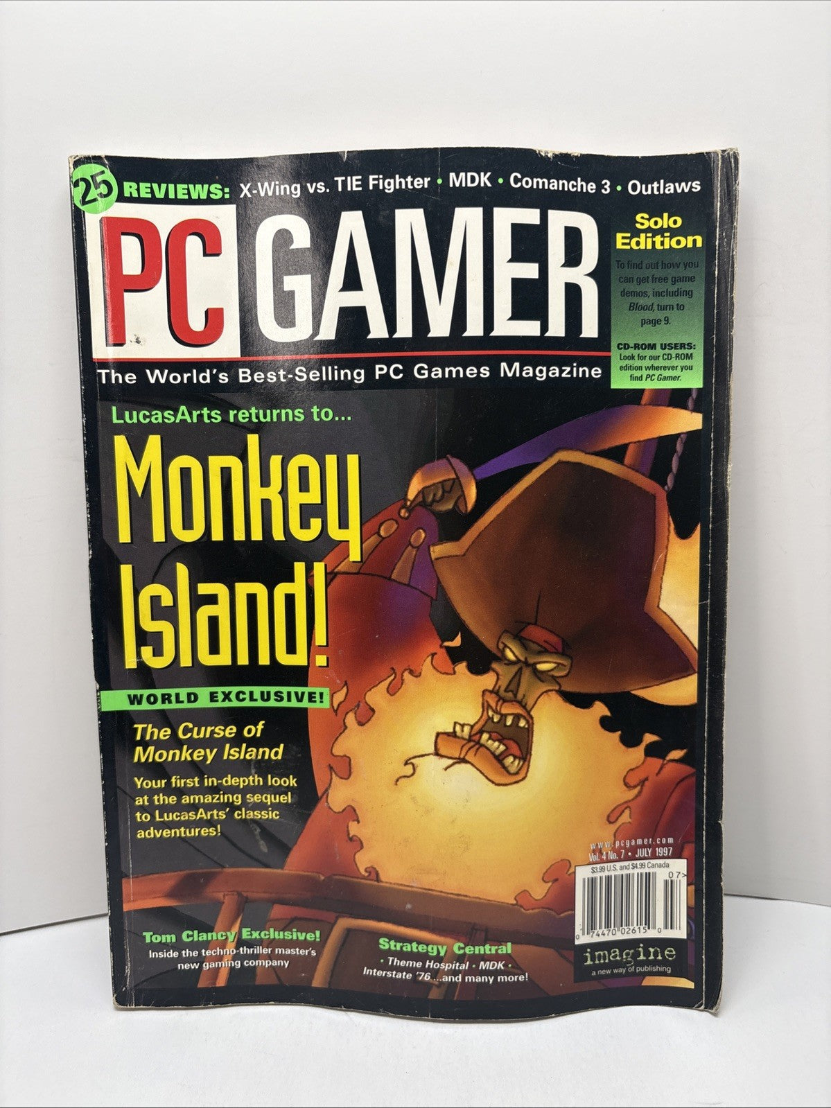 PC Gamer Magazine July 1997 Vol-4 No7 Monkey Island Tom Clancy Exclusive
