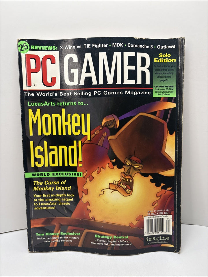 PC Gamer Magazine July 1997 Vol-4 No7 Monkey Island Tom Clancy Exclusive
