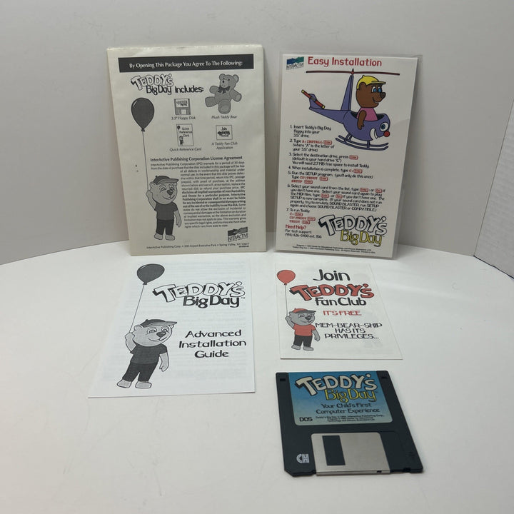 Teddy’s Big Day Interactive Learning Toy - 3.5" DOS Disk And Manuals Only.