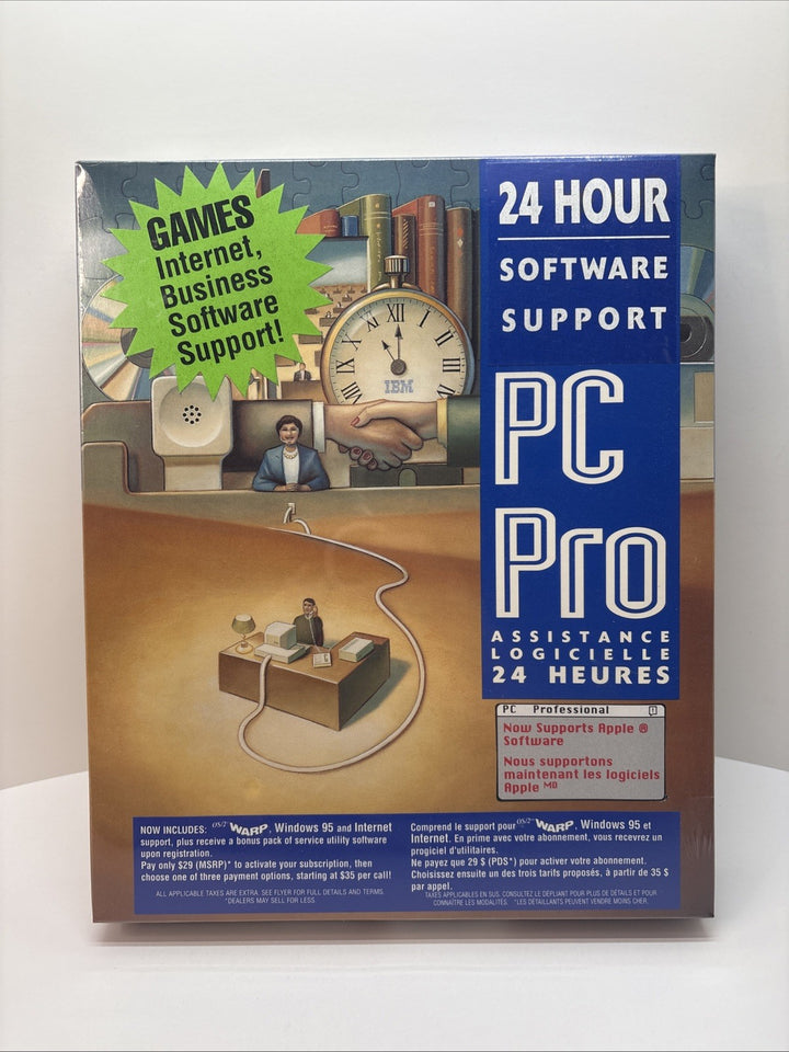IBM PC Pro 24 Hour Software Support – Factory Sealed Big Box – Windows 95 Era