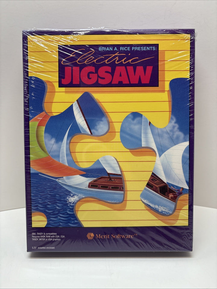 Brian A. Rice Presents: Electric Jigsaw (1990) Merit Software IBM PC Game 5.25"