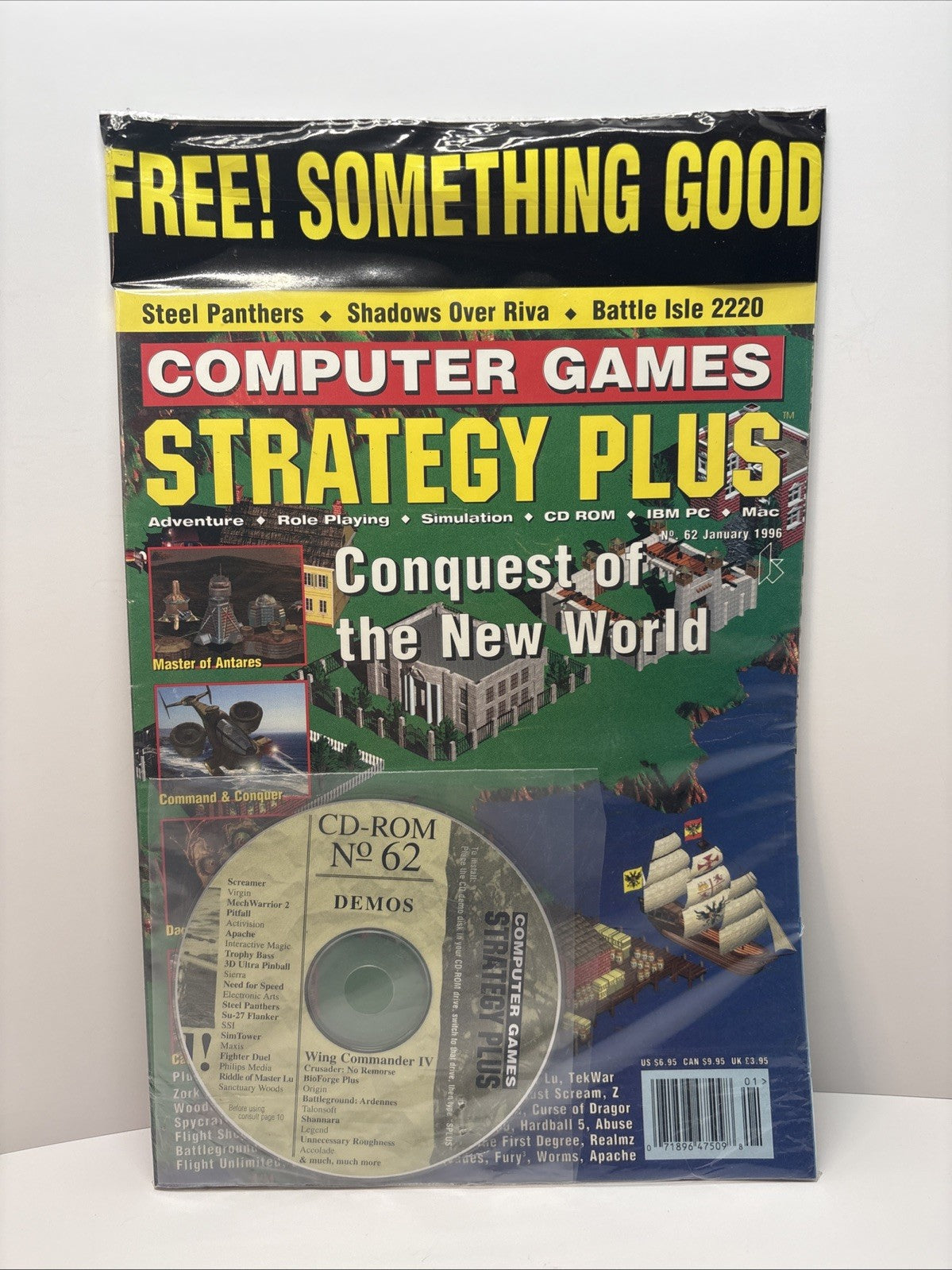 Computer Games Strategy Plus No. 62 January 1996 SEALED CD Conquest New World