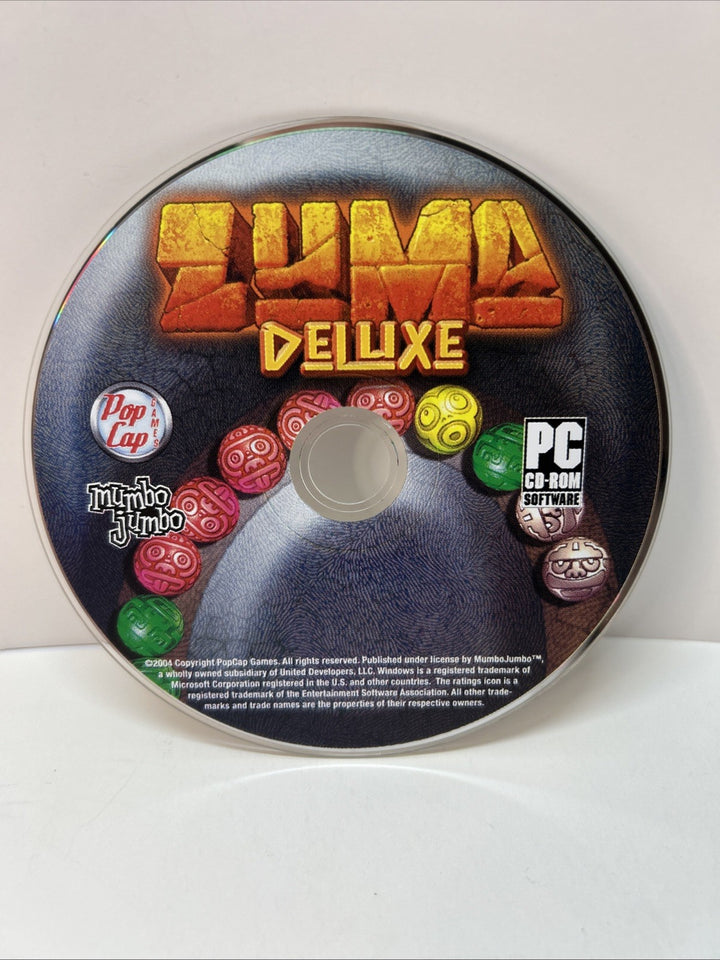 Zuma Deluxe Pop Cap Jumbo PC CD ROM Computer Video Game 2004 - Disc Only