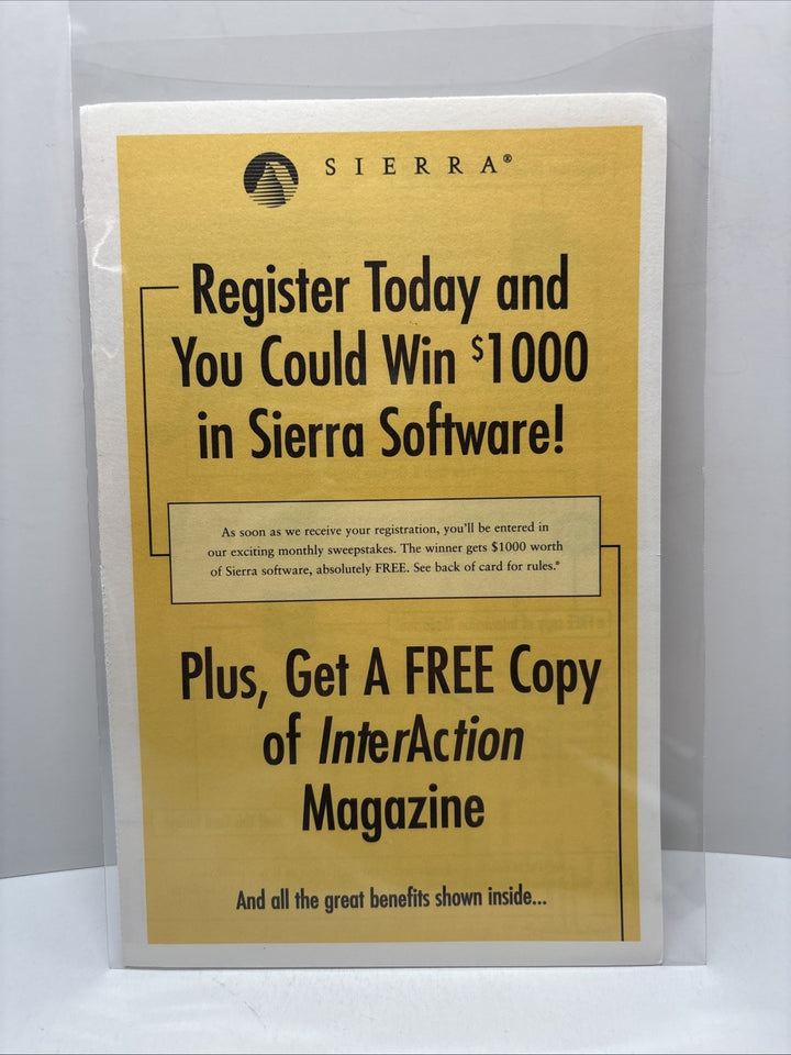 Sierra Product Registration Information and Reply Card (1996)