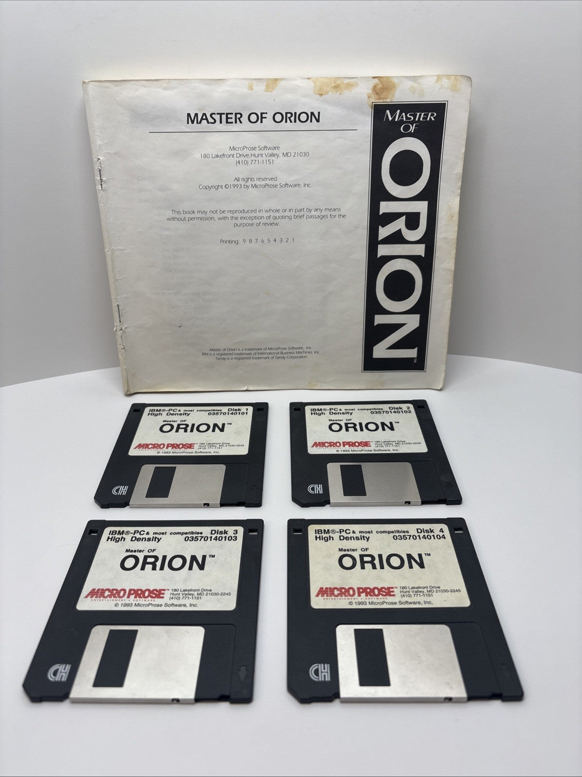 Master Of Orion (1993) PC Game 3.5" Inch Floppy Disks - With Damaged Manual