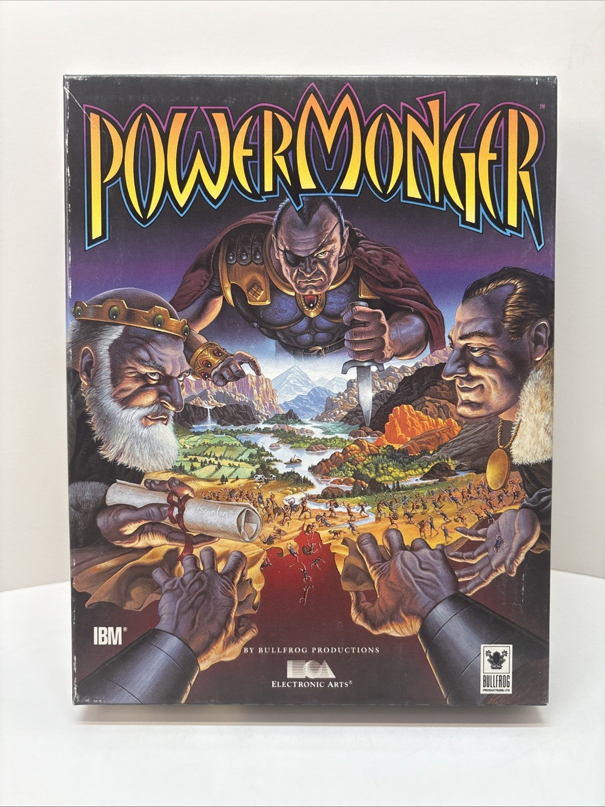 POWERMONGER BIG BOX IBM PC 3.5” Floppies - With Strategy Guide -Electronic Arts