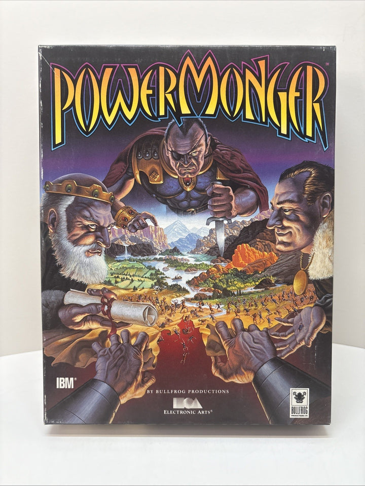 POWERMONGER BIG BOX IBM PC 3.5” Floppies - With Strategy Guide -Electronic Arts