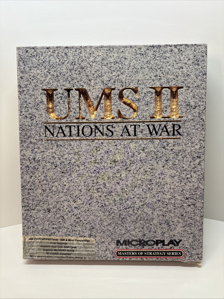 UMS II 2 Nations At War MicroPlay 3.5” IBM Big Box PC - Box Only - No Disks