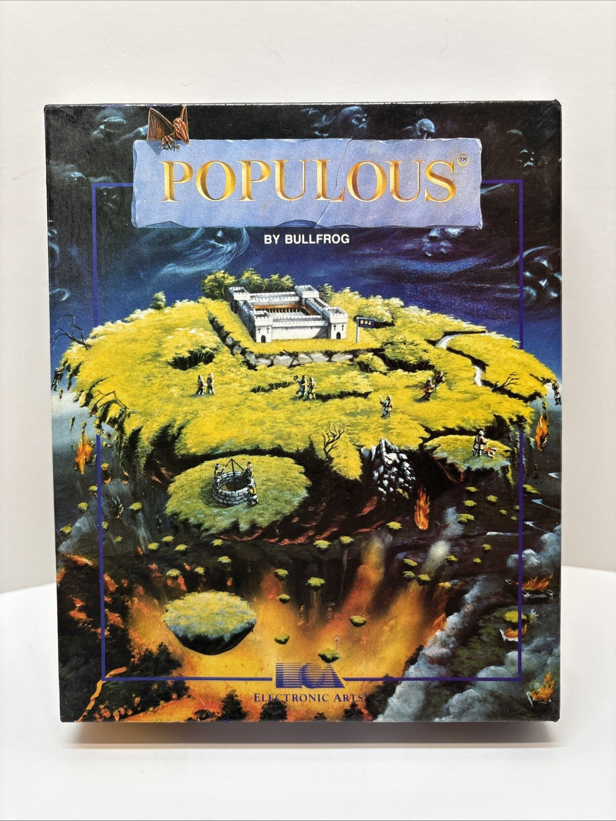 POPULOUS EA Bullfrog 1989 Floppy Disc PC 5.25” Disk Big Box IBM - *FRENCH*