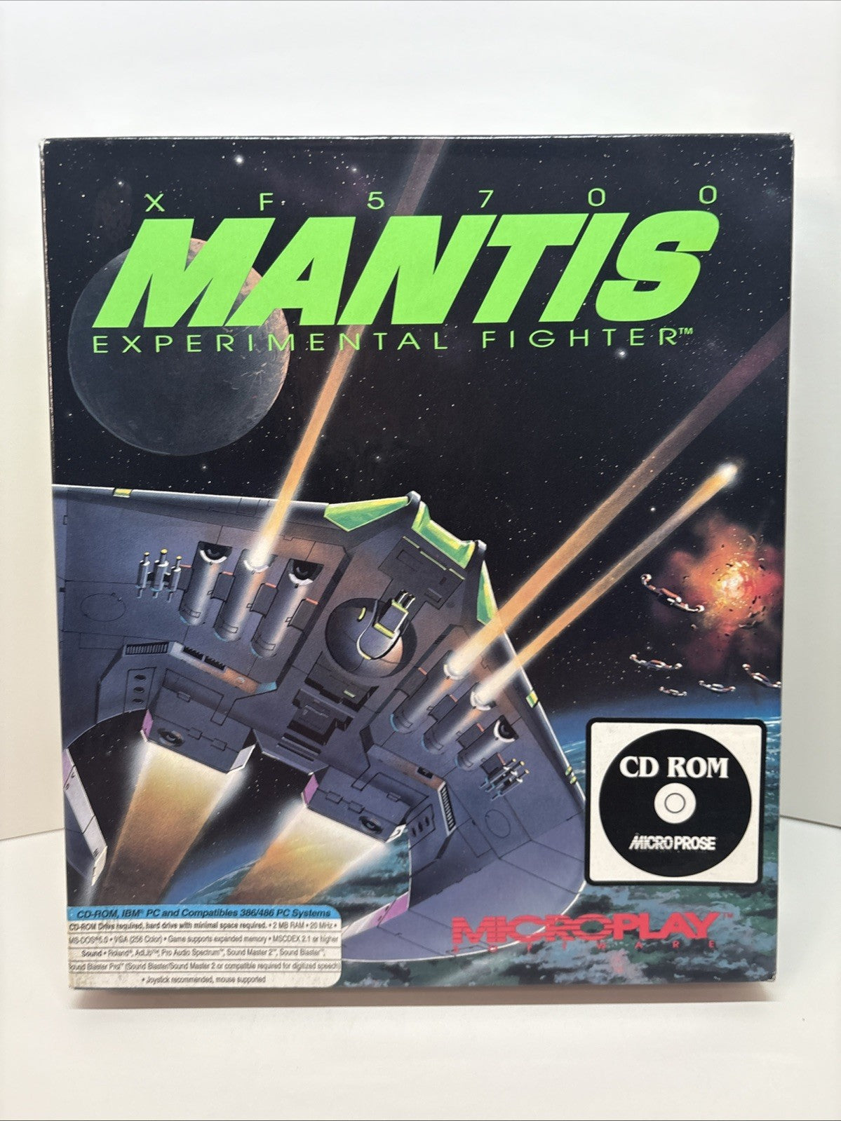 XF5700 Mantis Experimental Fighter 1992 game IBM CD-ROM - Big Box