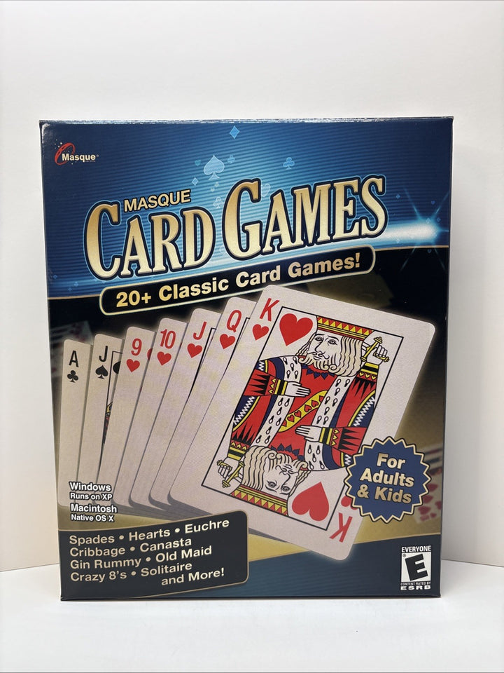 Masque Card Games PC MAC CD Euchre Cribbage Old Maid Whist Canasta Crazy 8's +