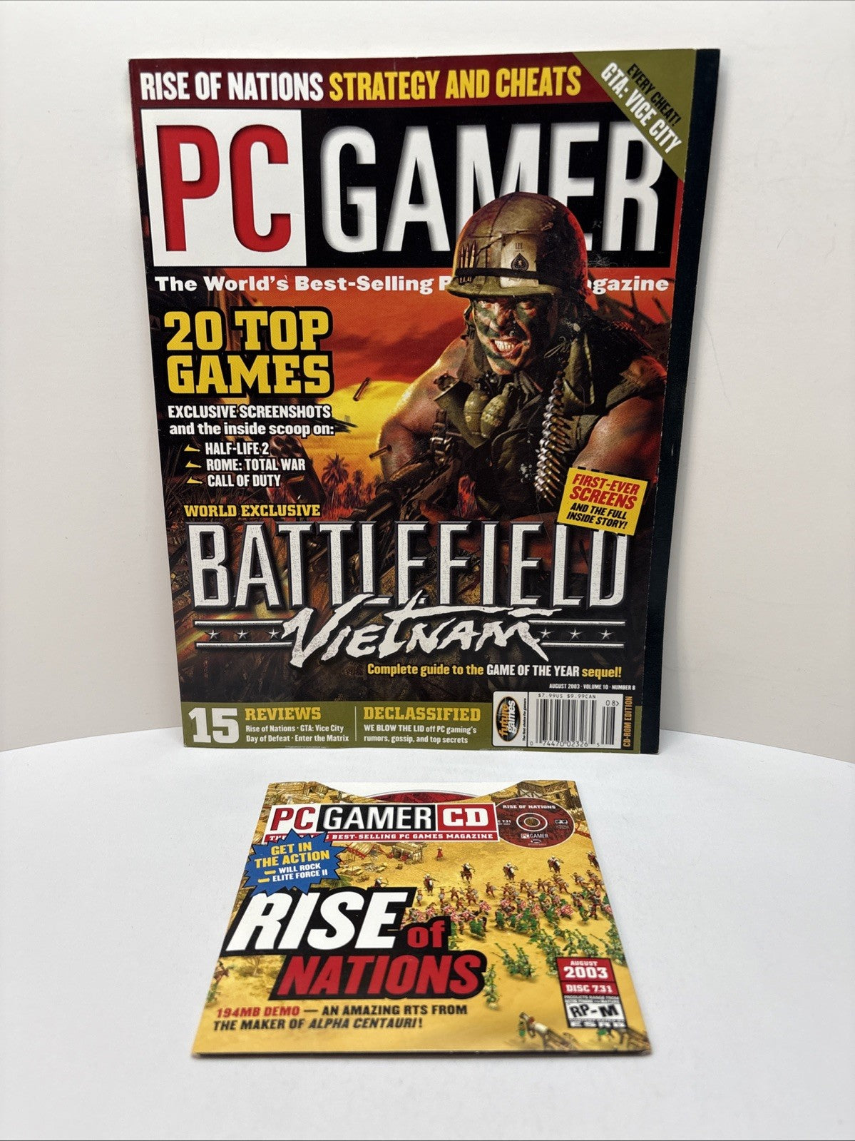 PC Gamer Magazine August 2003 Vol 10 No 8 Battlefield Vietnam Cover + Demo Disc
