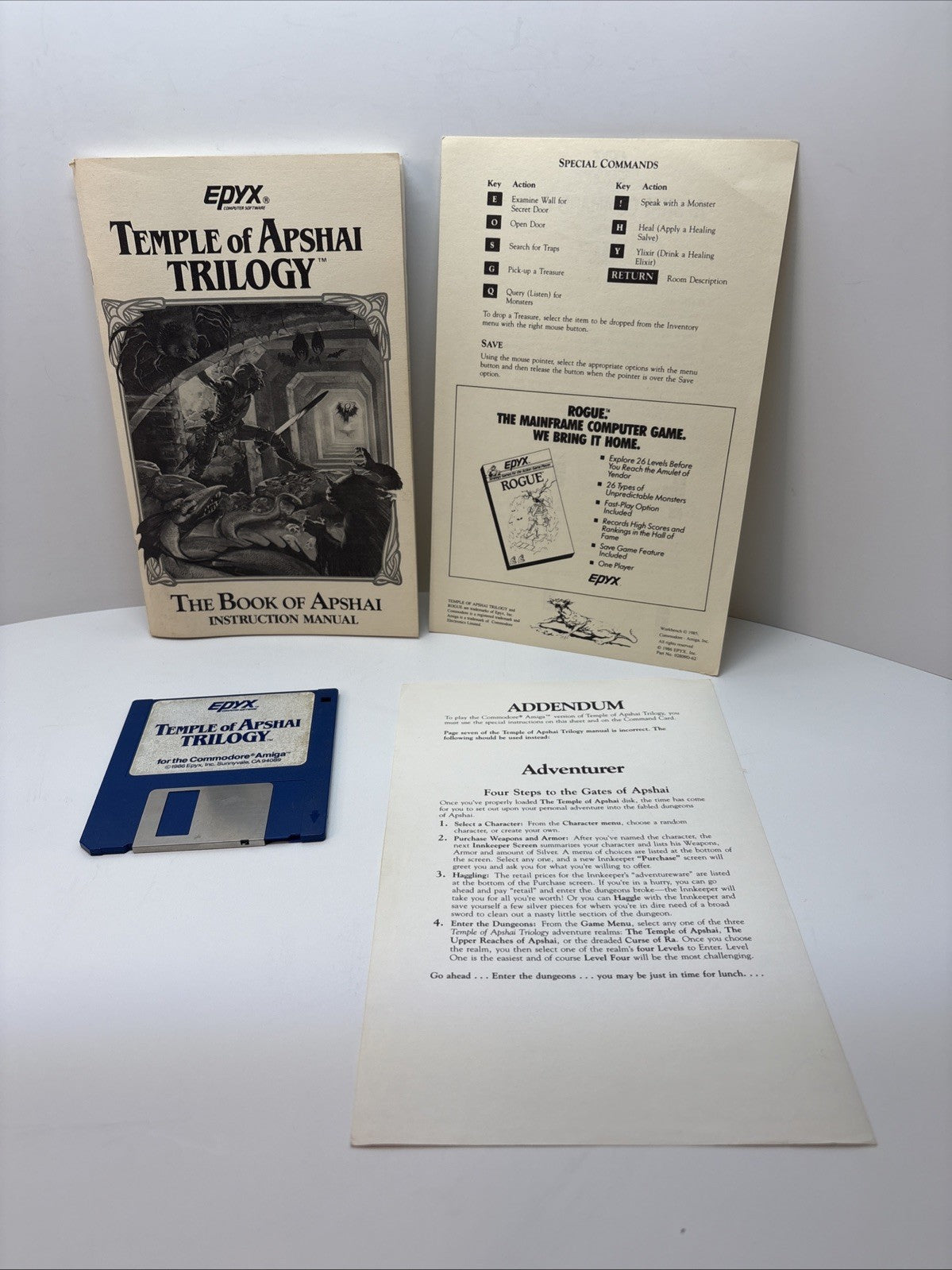 Temple of Apshai Trilogy (1986) 3.5" Floppy Commodore Amiga + Manual & Inserts