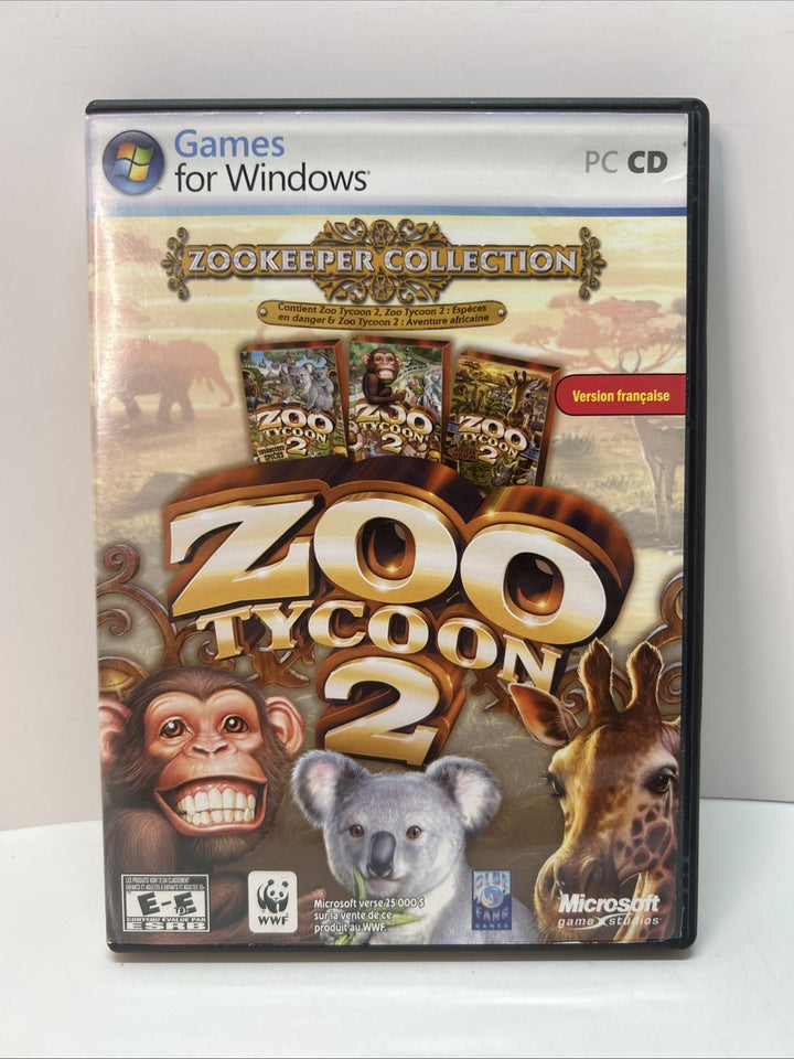 Zoo Tycoon 2 - Zookeeper Collection (PC, 2006 - 2 CDs) French Français 🇫🇷