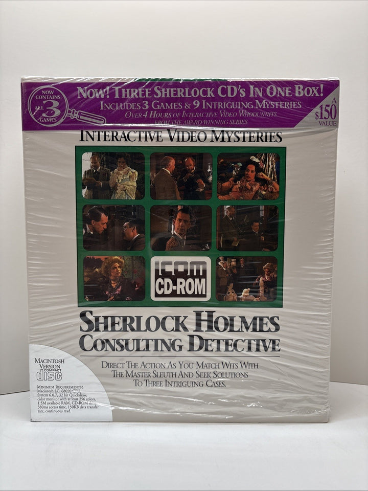 Sherlock Holmes Consulting Detective Mac CD-ROM Big Box – 3 Games – Complete CIB