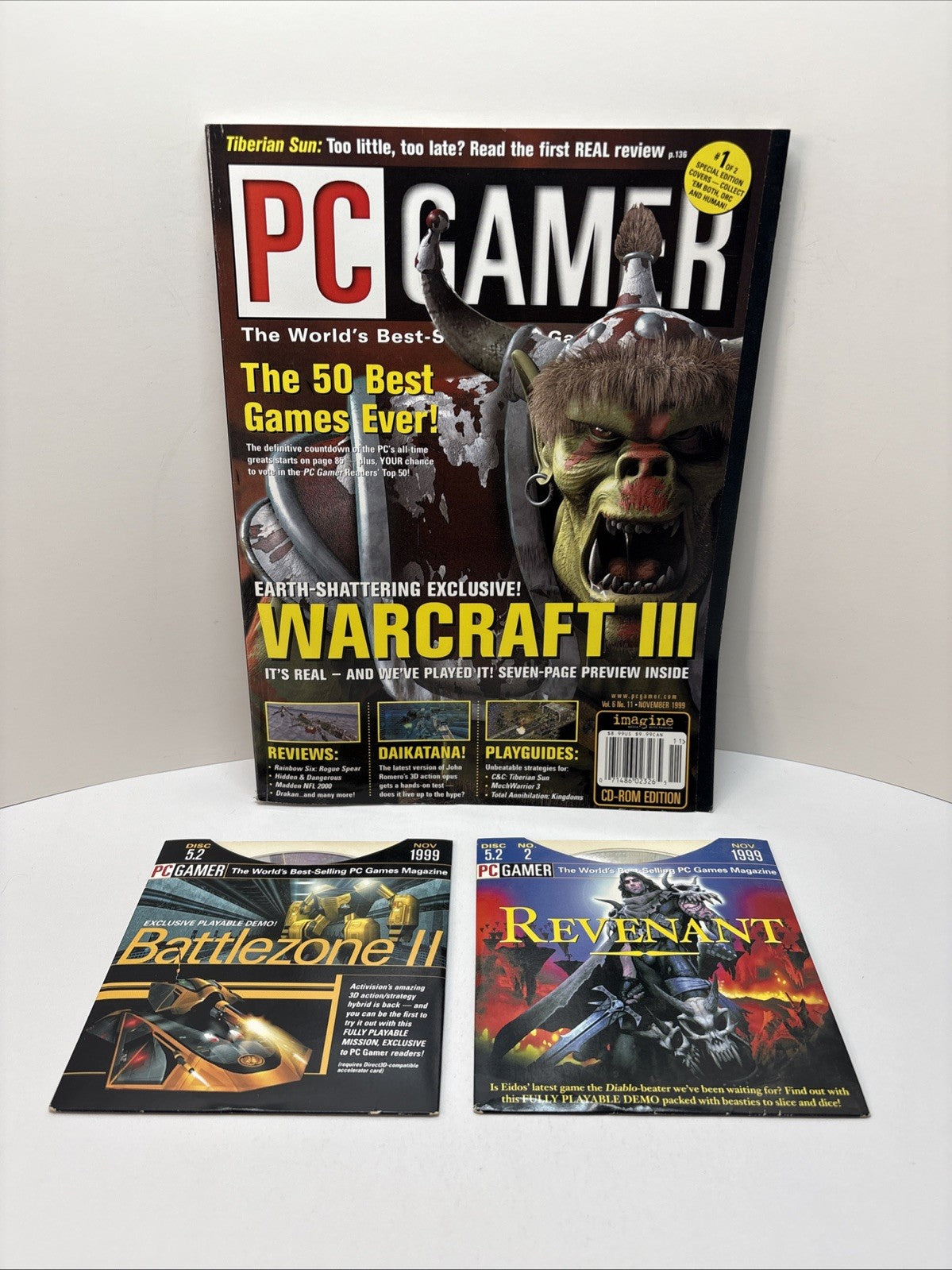 PC Gamer Magazine Vol. 6 No. 11 November 1999 Warcraft III Orc Cover +Demo Discs