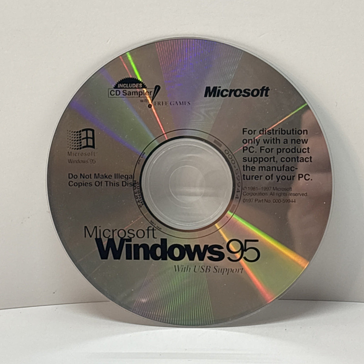 Microsoft Windows 95 OEM CD With USB Support Vintage Software Disc Only