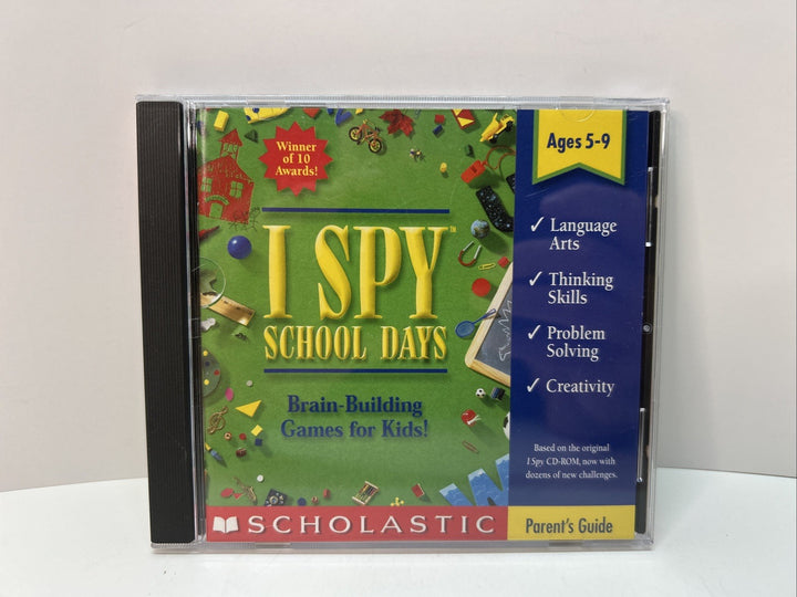 Scholastic I Spy School Days CD-Rom Brain Building Games For Kids NOS Y2K