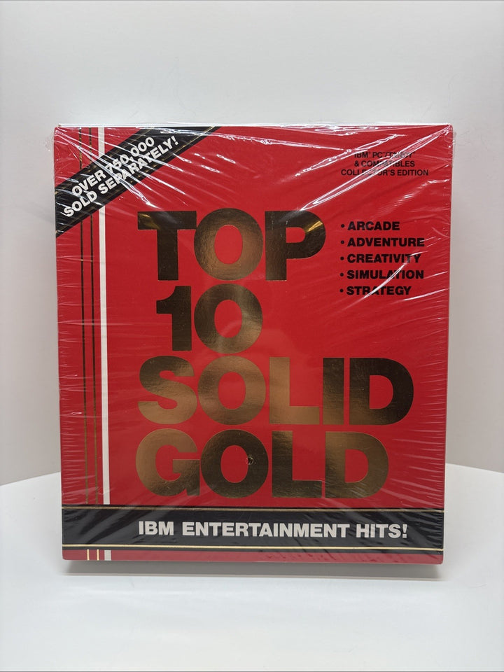 Top 10 Solid Gold 1989 Cosmi PC Games 5.25" Disc IBM Tandy Big Box Complete