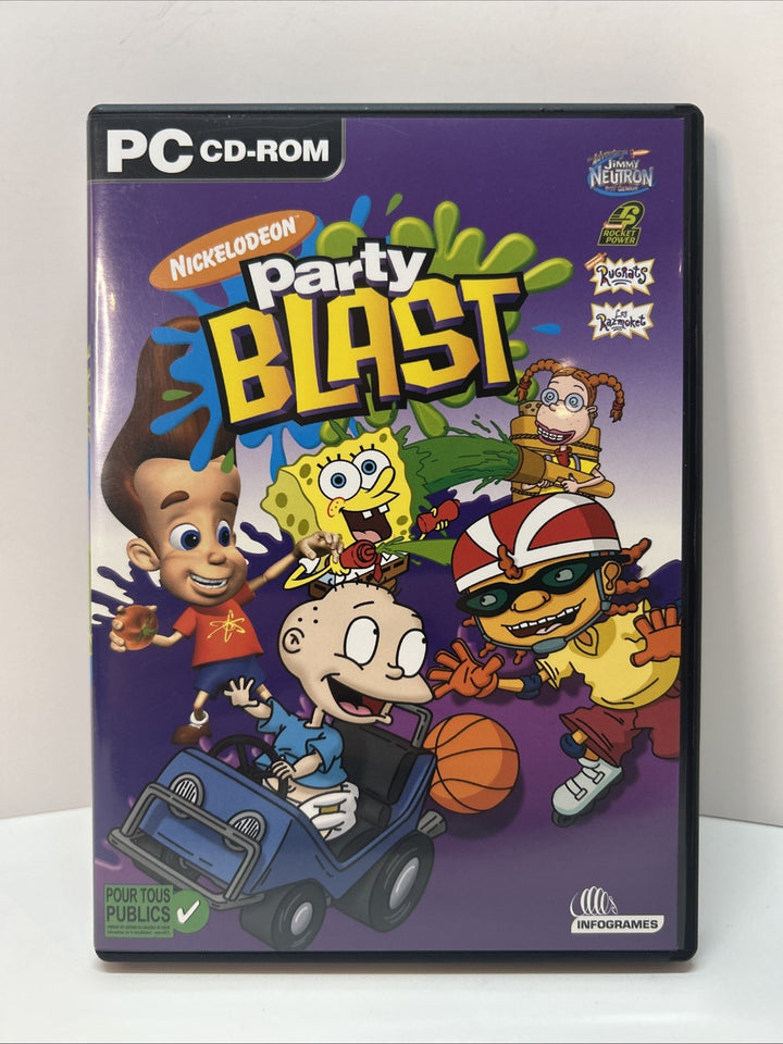 Nickelodeon Party Blast PC CD-Rom Video Game Used + Manual Infogrames 2002