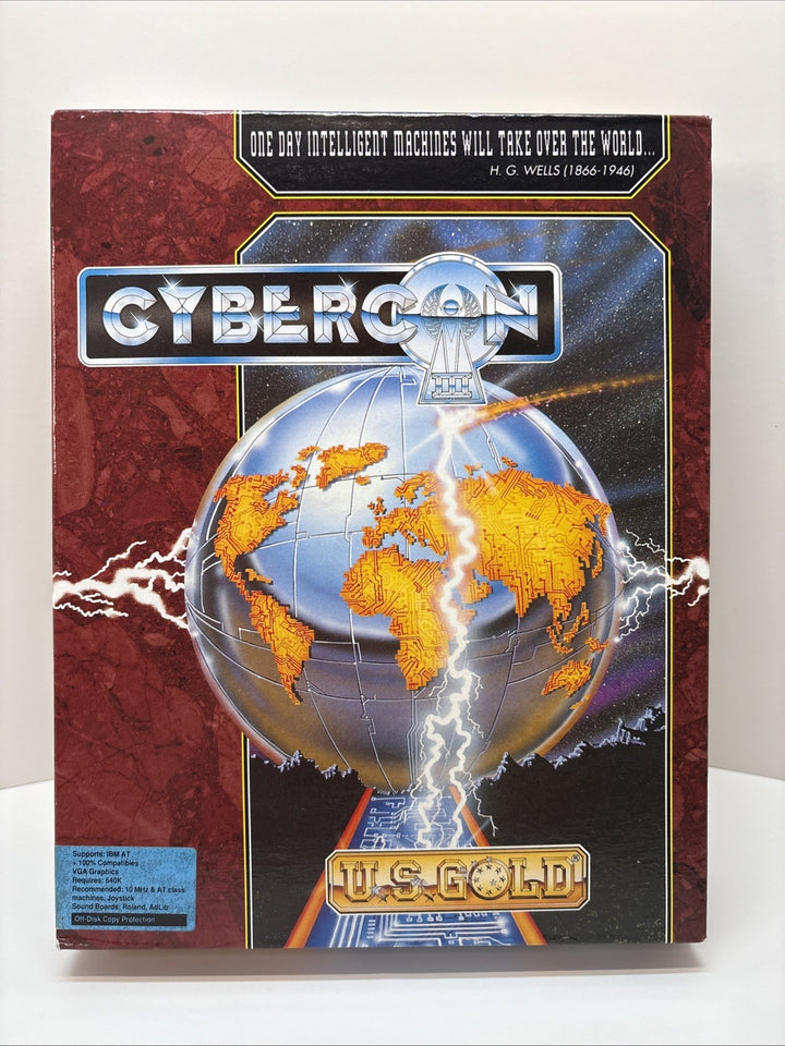 Cybercon III 3 Vintage Big Box PC game IBM 3.5 U.S. Gold - Very Good Condition