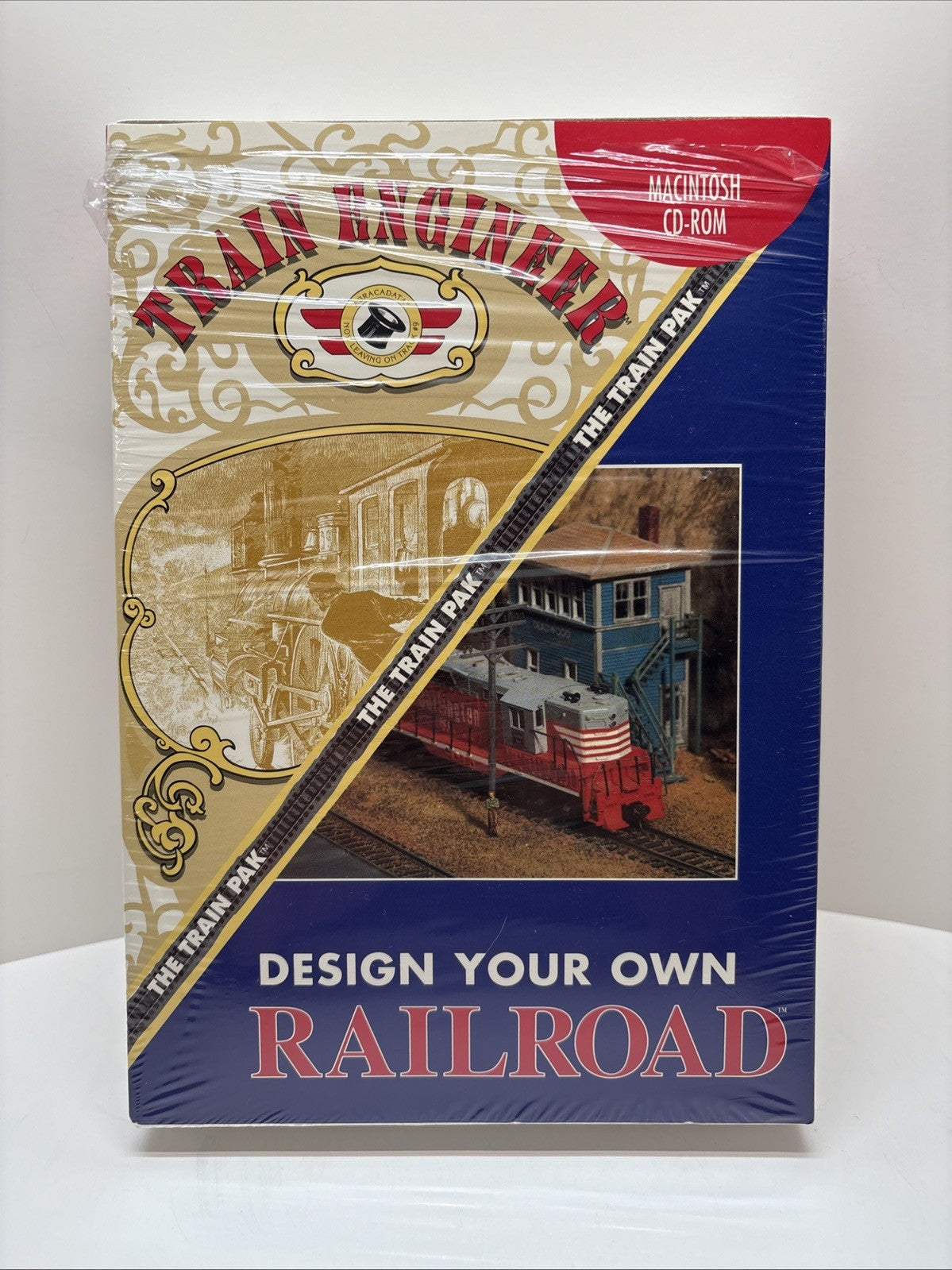 The Train Pak MAC CD design own railroad, engineer locomotive sim game + add-on!