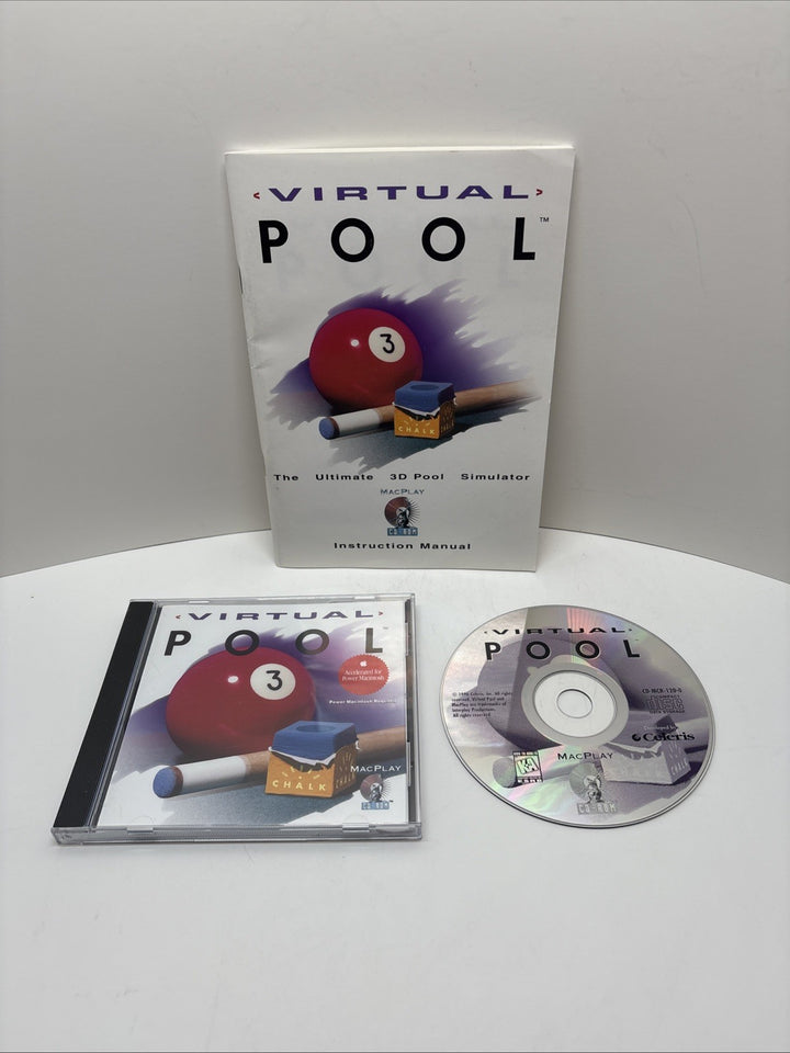 Virtual Pool The Ultimate 3D Pool Simulator Manual + Jewel Case - Macplay CD-ROM