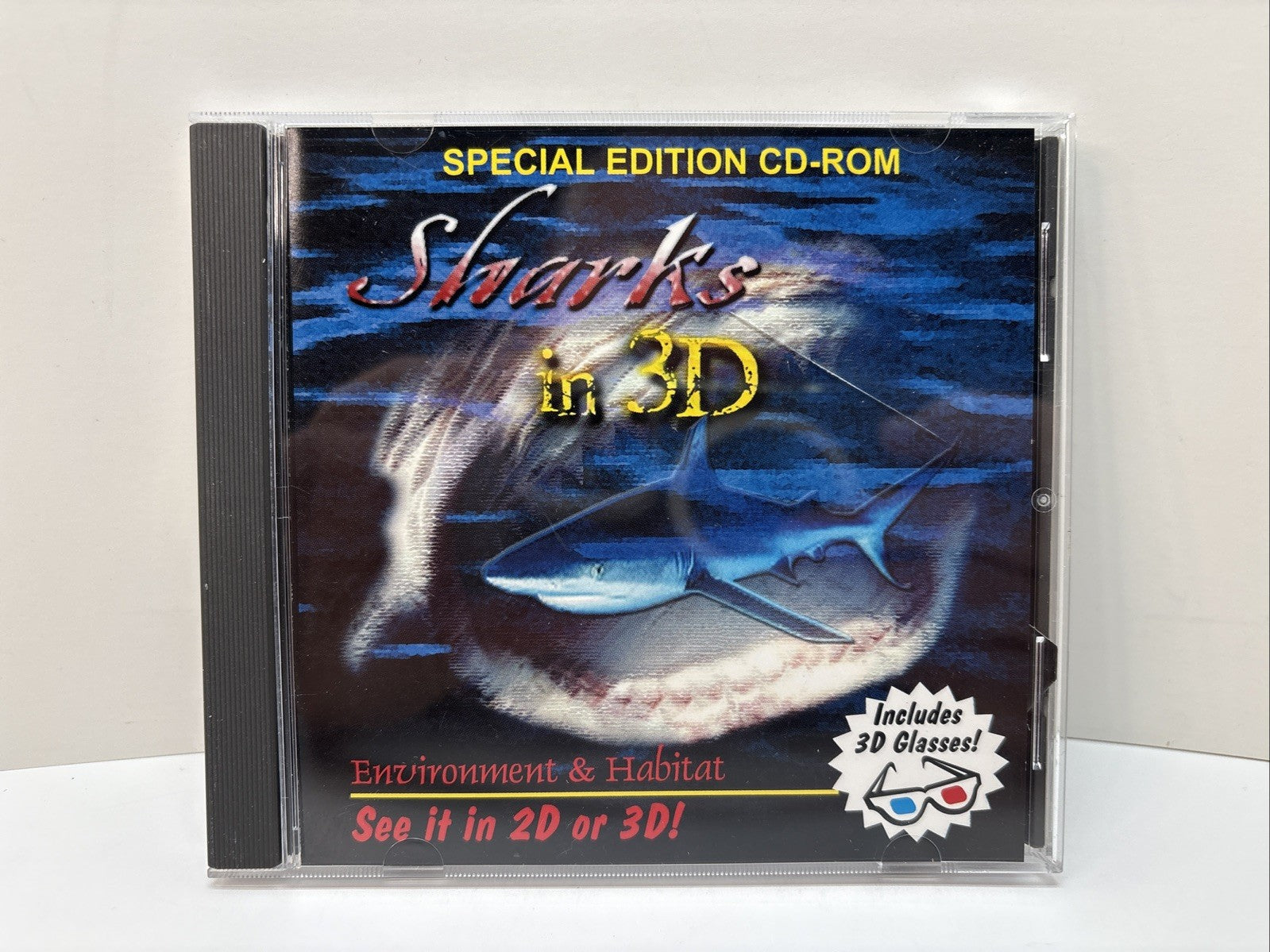 Sharks in 3D PC CD-ROM, Windows  2001, Vintage, Rare Computer - With 3D Glasses