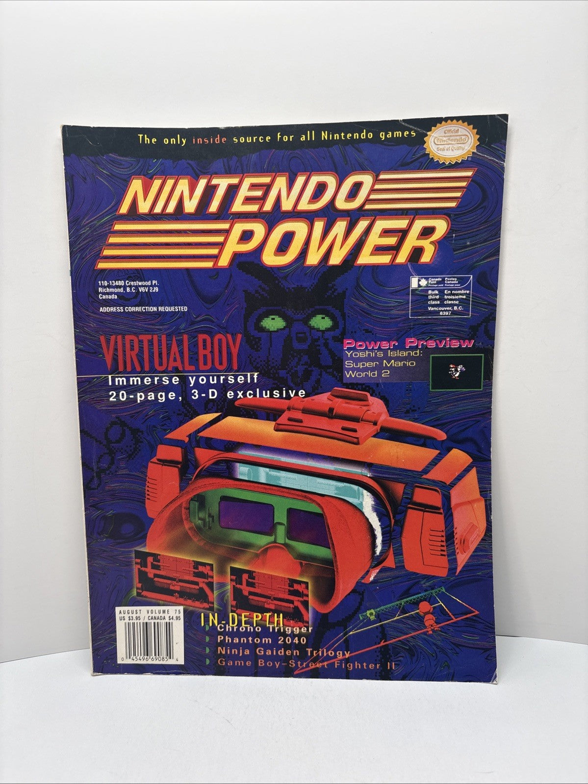 Nintendo Power Magazine Vol 75 August 1995 Virtual Boy 3D - No Poster & Glasses