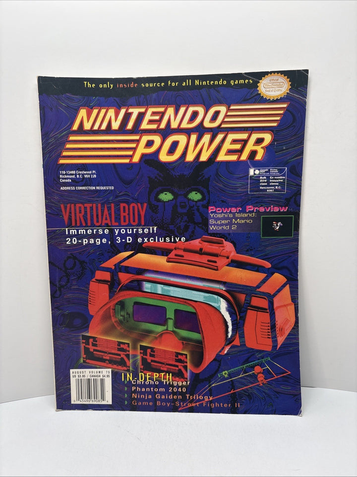 Nintendo Power Magazine Vol 75 August 1995 Virtual Boy 3D - No Poster & Glasses