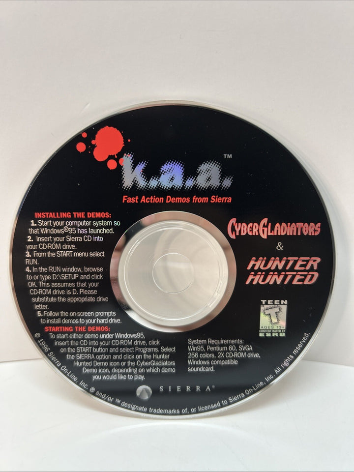 k.a.a. Fast Action Demos Sierra - 1996 - CyberGladiators & Hunter Hunted - CDROM