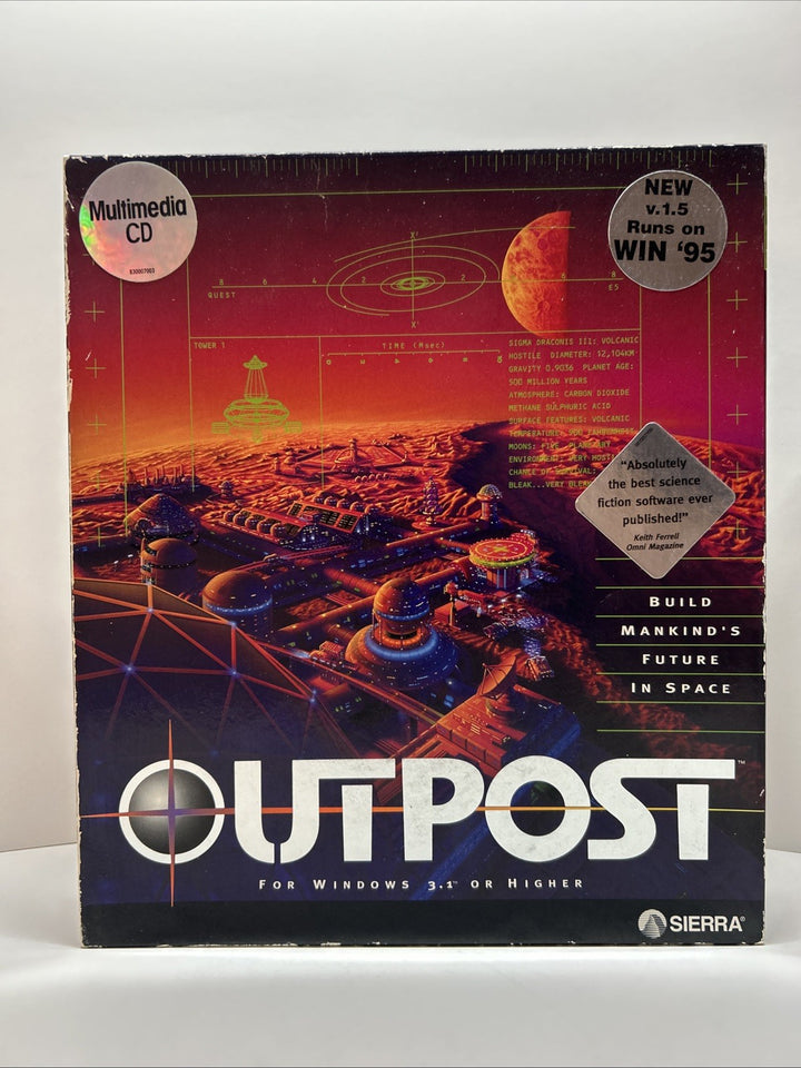 Sierra Outpost (PC CD-ROM, 1994) Big Box Space Strategy Game