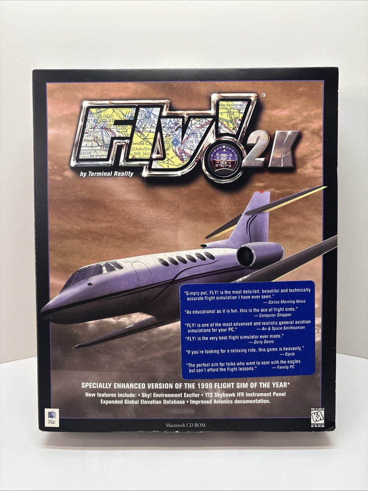 Fly! 2K Enhanced- Macintosh Game, CD ROM Big Box Flight Sim Complete
