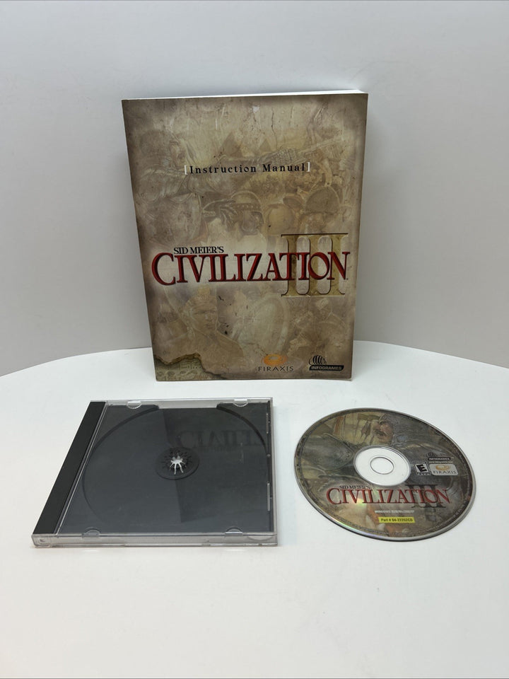 Sid Meier's Civilization 3 III (PC, CD ROM, 2001) Disc - Jewel Case - Manual