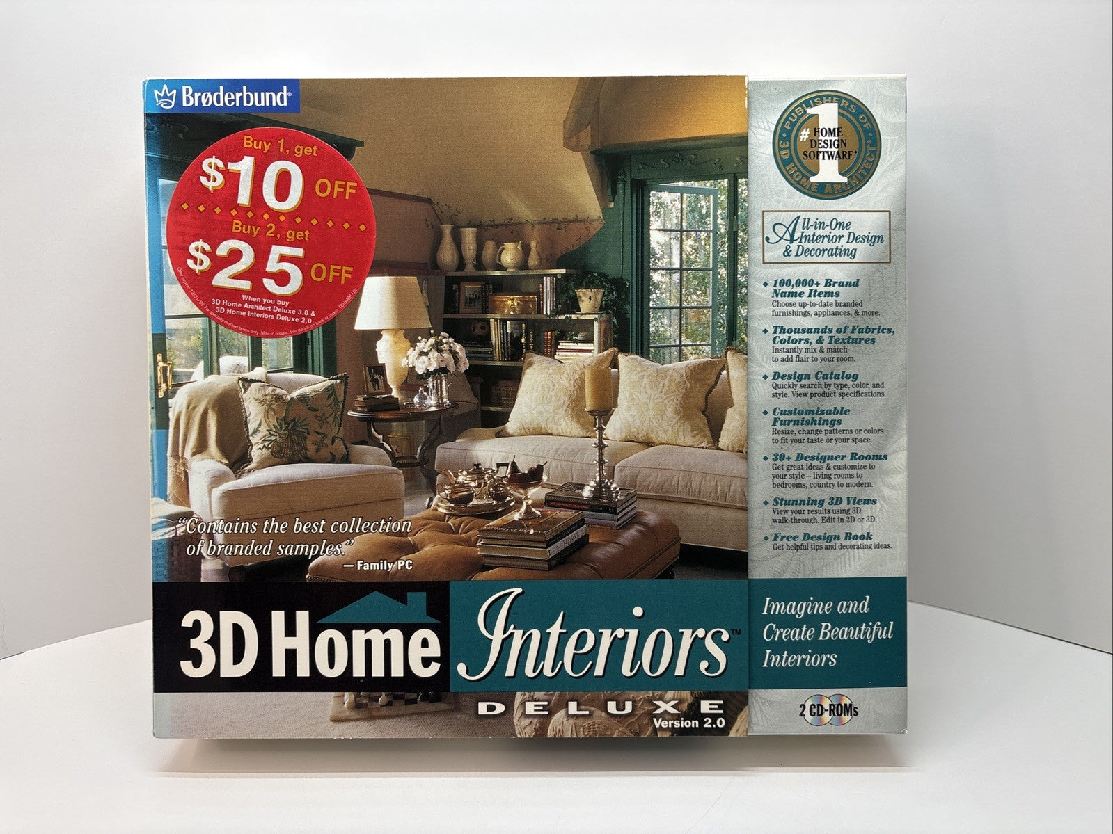 3D Home Interiors Deluxe 2.0 - Interior Decorating Software 1998 - Big Box PC