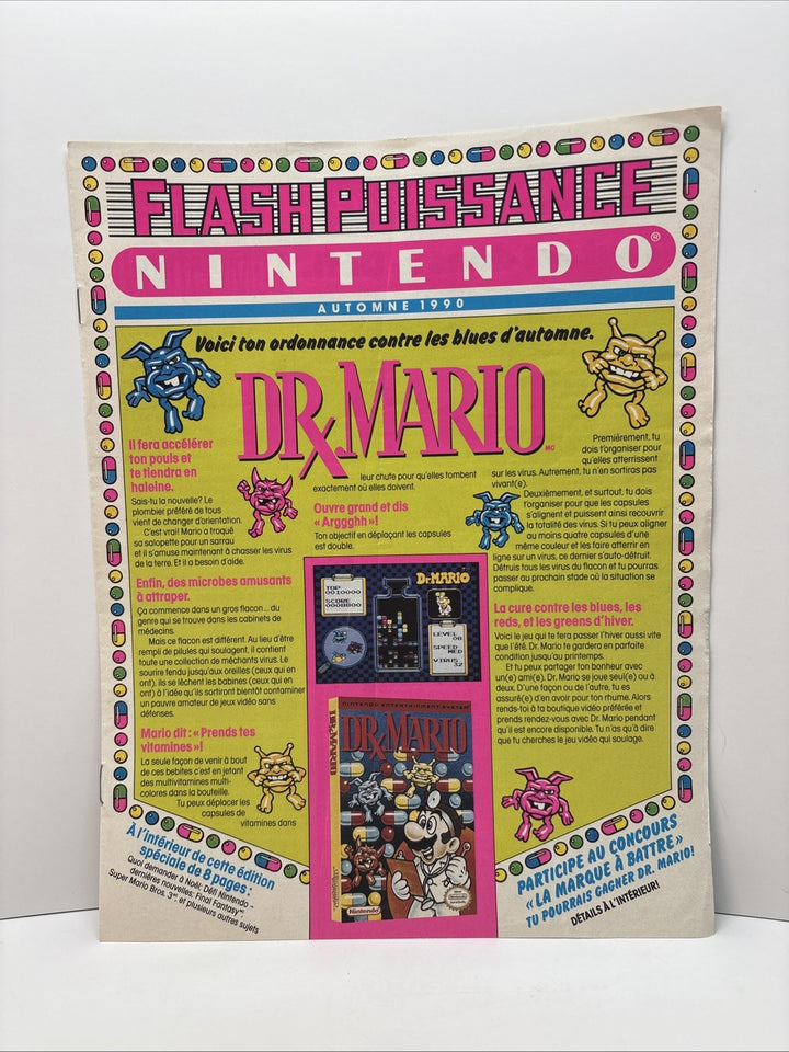 NINTENDO POWER FLASH Puissance MAGAZINE Automne 1990 - DR Mario Cover - French
