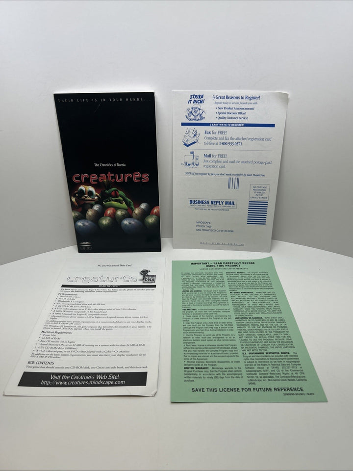 The Chronicles of Nornia Creatures - Manual, Data card, Registration & License