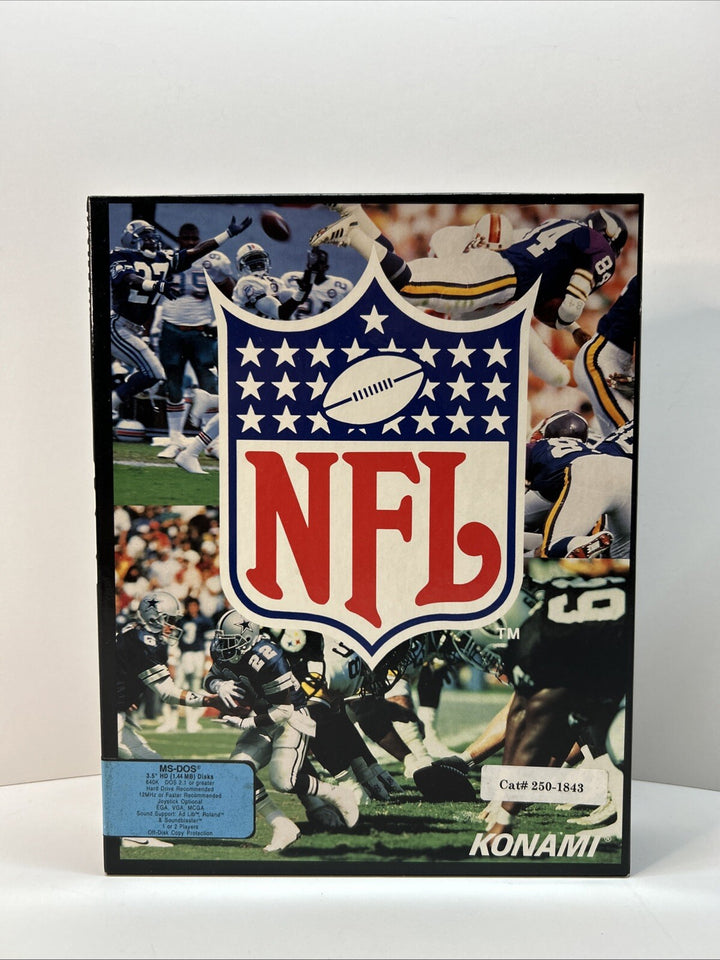 IBM PC NFL FOOTBALL BIG BOX 3.5" MSDOS COMPUTER GAME 1992 KONAMI