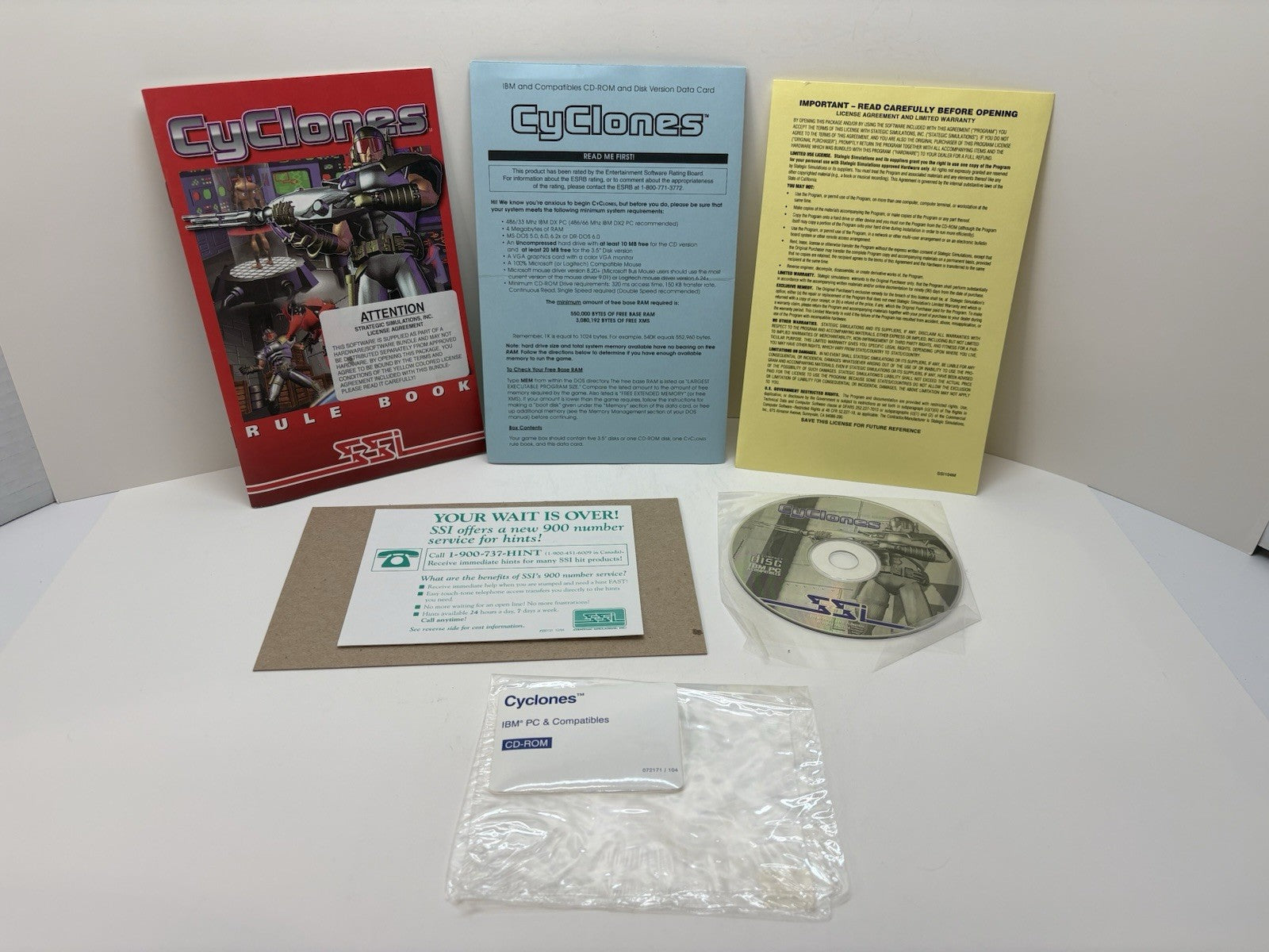 CyClones (1994) SSI - IBM PC Game - CD-ROM, Manual  & Inserts - No Box