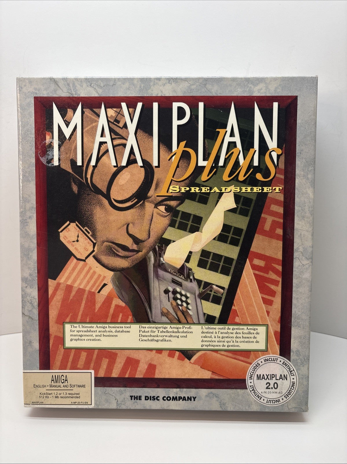 MAXIPLAN Plus Spreadsheet For AMIGA  V 2.0 - 3.5" DISK - Complete In Box