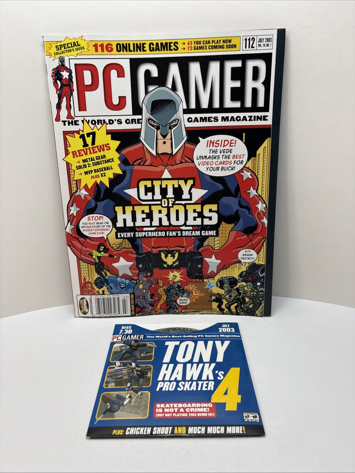 PC Gamer Magazine July 2003 City of Heroes MMO Cover With Demo Disc