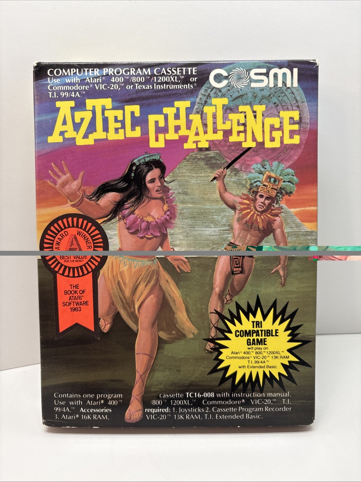 Rare Aztec Challenge CIB Cassette For Atari 400/800