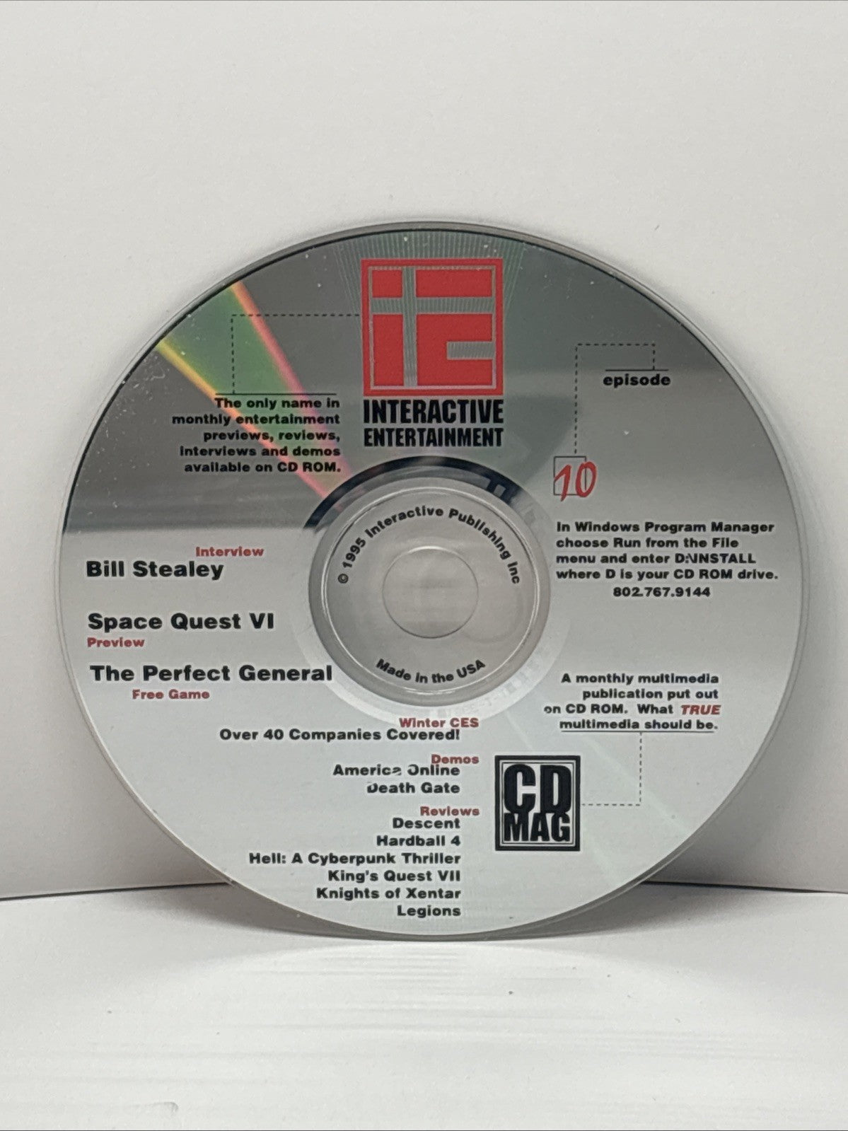 IE Interactive Entertainment #10 Windows CD ROM PC The Perfect General Space1995