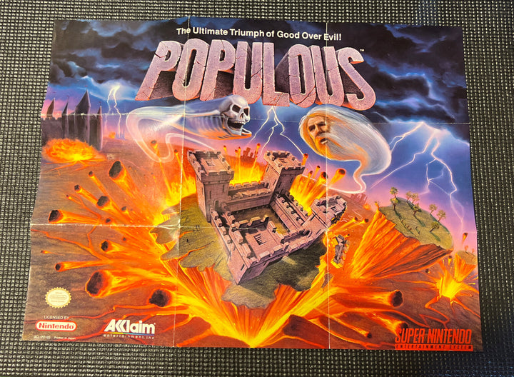 Populous (1991) SNES (Super Nintendo) Insert POSTER ONLY