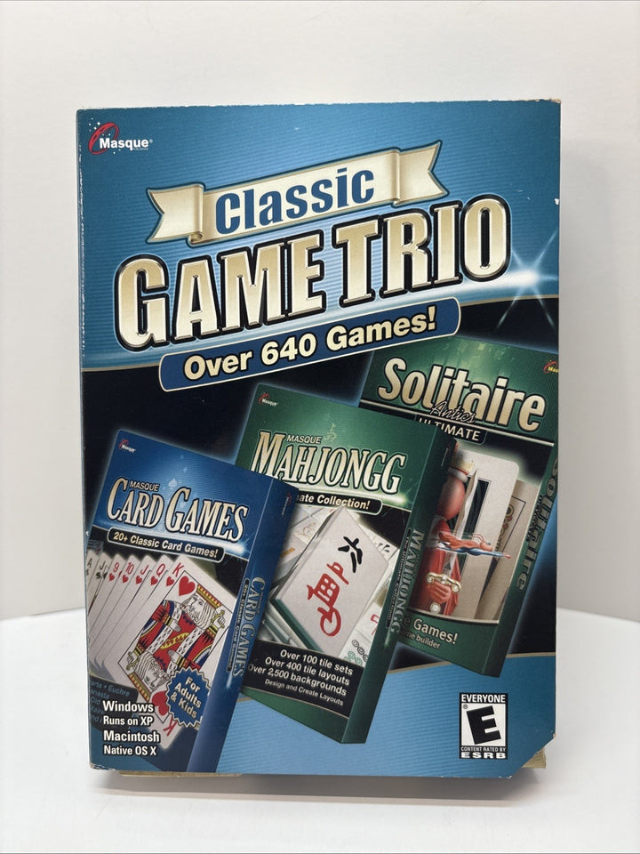 Classic Game Trio PC CD-ROM by Masque 2004 - 640 Games - Small Box