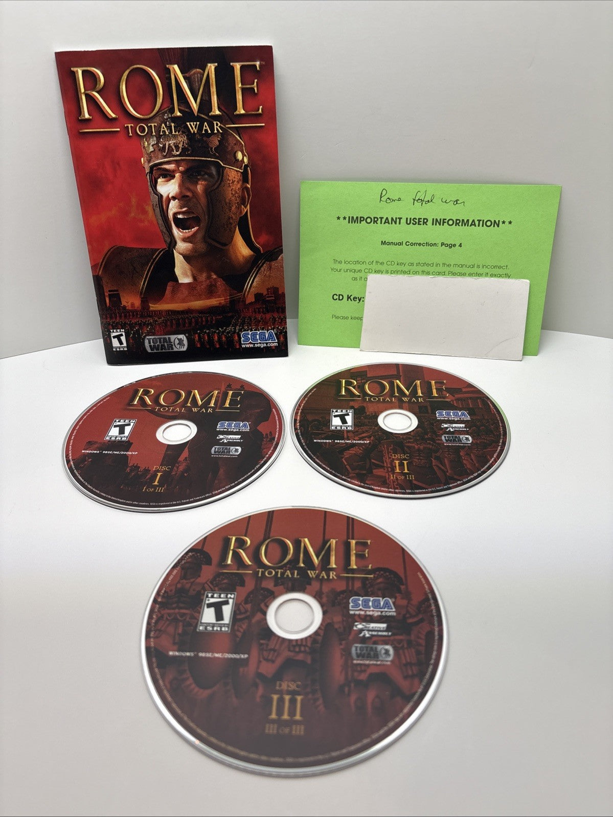 Rome Total War PC CD-ROM 3-DISC Video Game Software Sega 2004 Battles Action