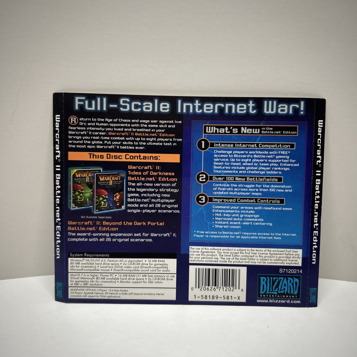 Warcraft II 2 Battle.net Edition - Back Artwork Only. See Picture